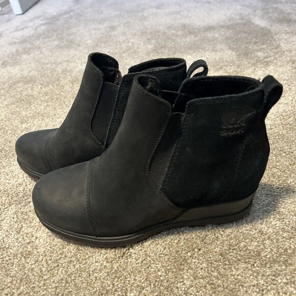 SOREL Womens Evie II Chelsea Wedge Ankle Booties Pull On Black Sz 6.5 - Picture 2 of 4